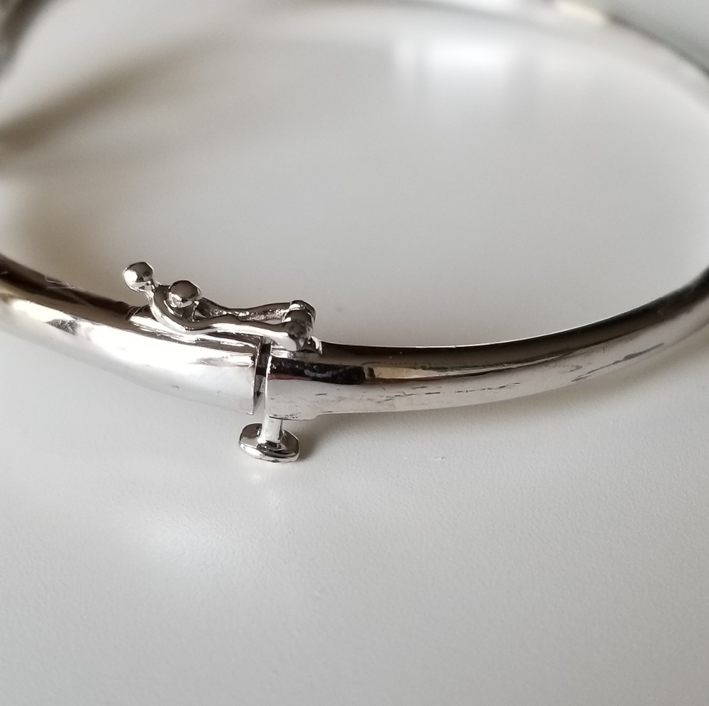 KAY Double Heart Sterling Silver Bangle Bracelet - Picture 3 of 5